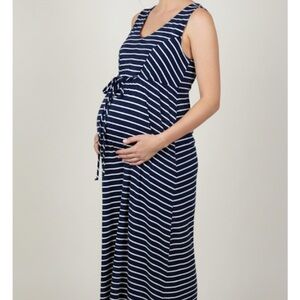 ISABEL Maternity Striped sleeveless Dress, Women’s Size S, Blue White